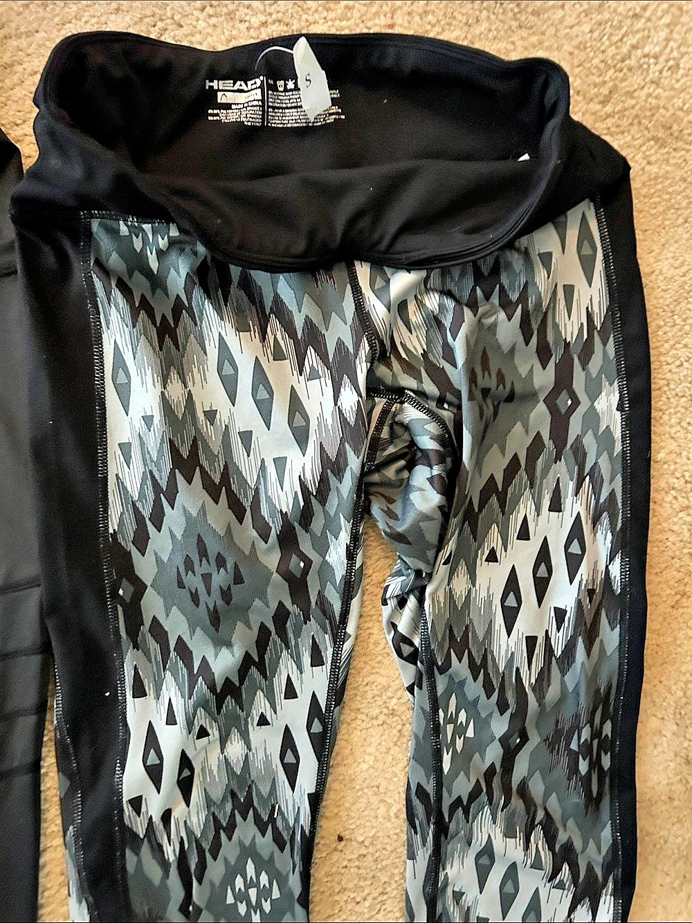 Head Geometric Athletic Pants in Black & Gray Size Medium